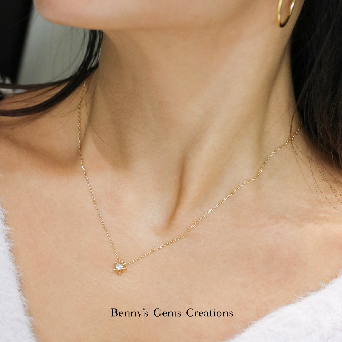 Little Golden Star Diamond Necklace - Benny's Gems Creations