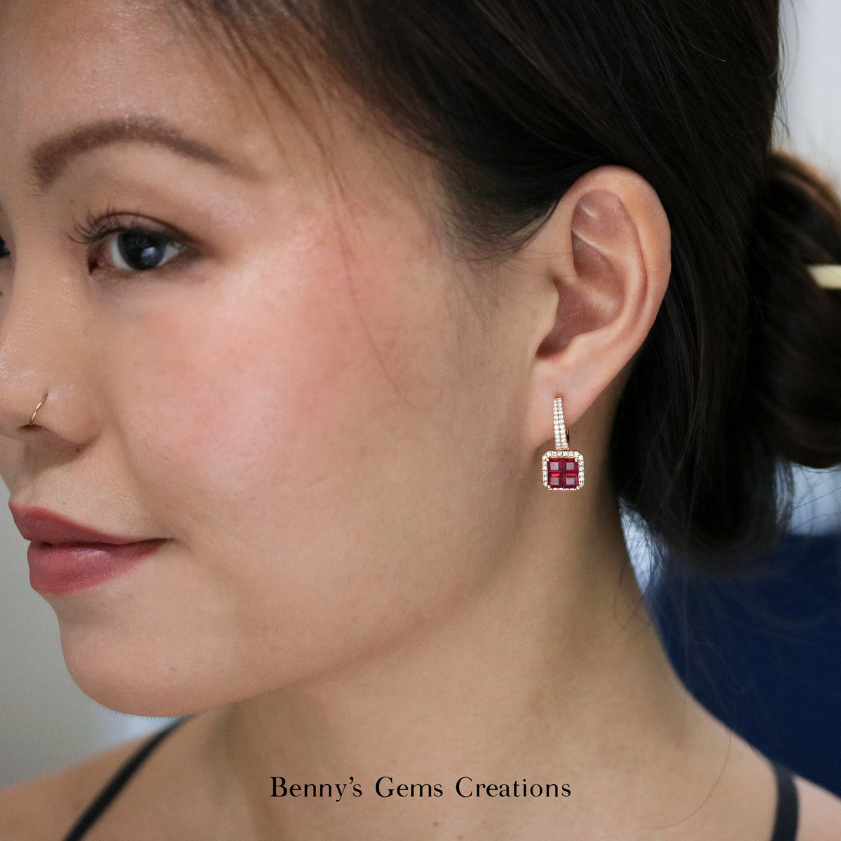 Luminous Ruby Diamond Earrings - Benny's Gems Creations