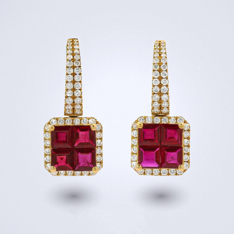 Luminous Ruby Diamond Earrings - Benny's Gems Creations