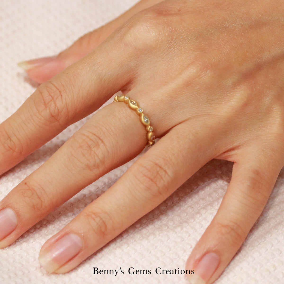 Lush Yellow Gold Diamond Stack Ring - Benny's Gems Creations