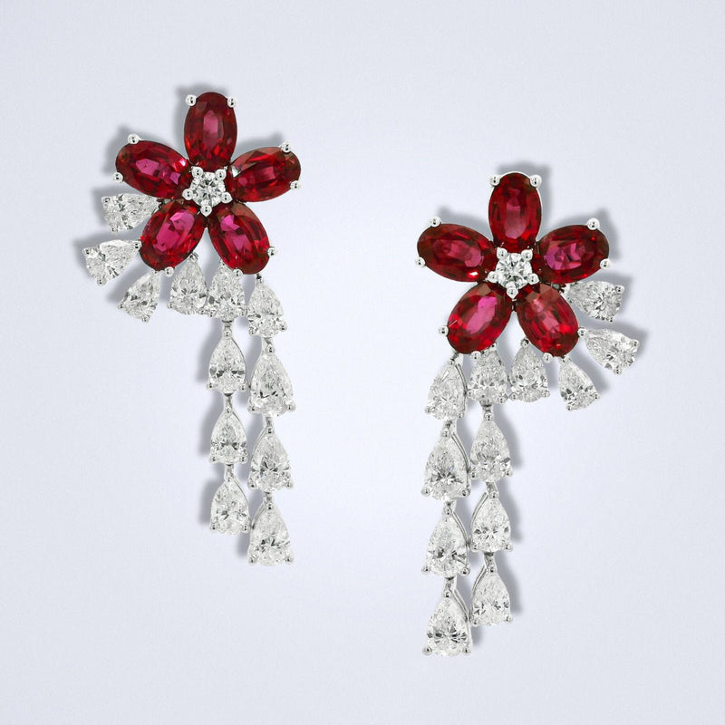 Luxurious Ruby Diamond Earrings - Benny's Gems Creations