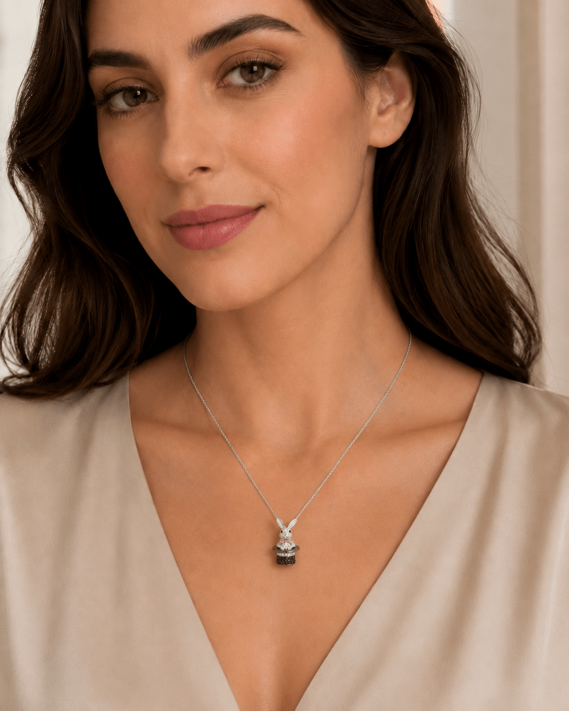 Magic Hat Bunny Diamond Pendant - Benny's Gems Creations