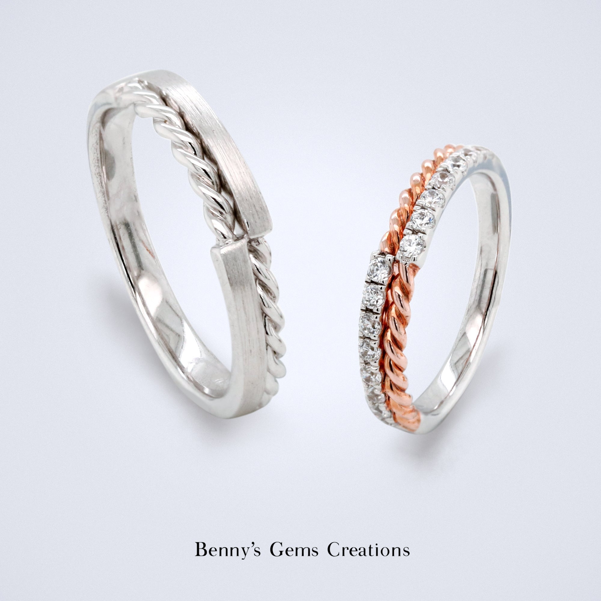 Meet Me Here Wedding Bands - Futago Bridal - Benny's Gems Creations
