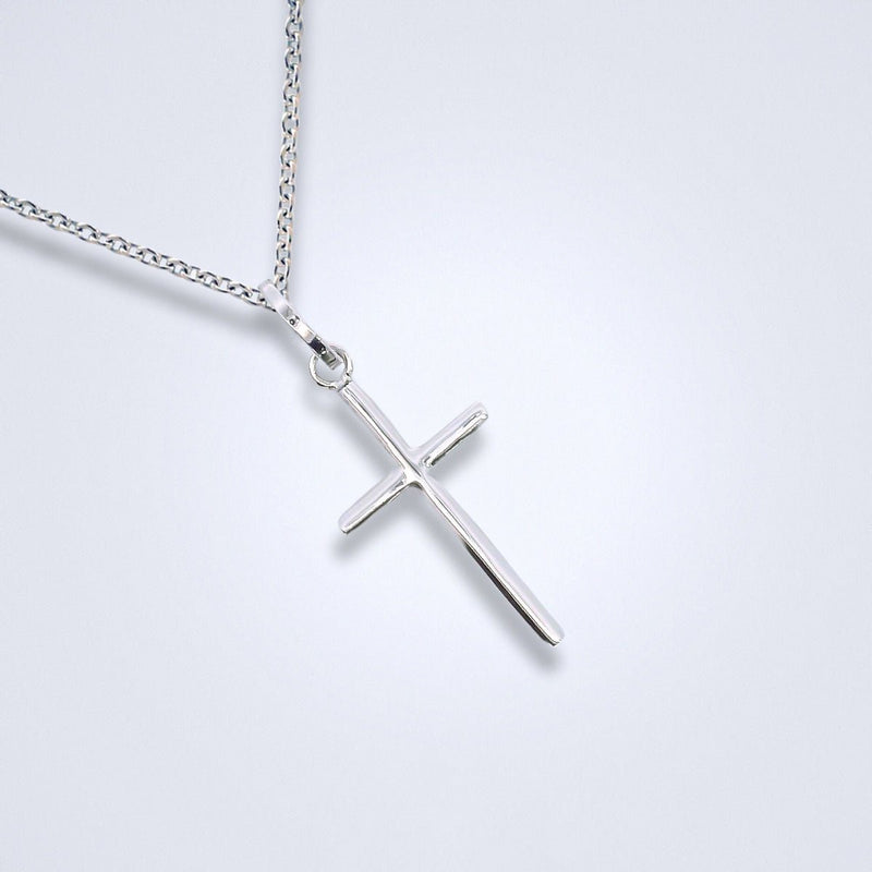 Minimal White Gold Cross Pendant - Benny's Gems Creations