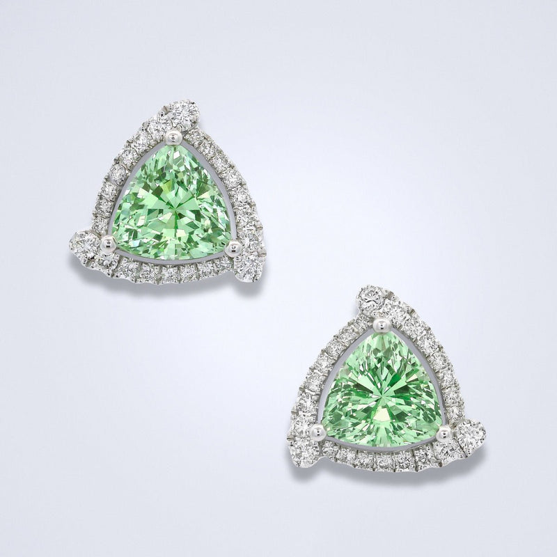 Minty Kiss Garnet Diamond Earrings - Benny's Gems Creations