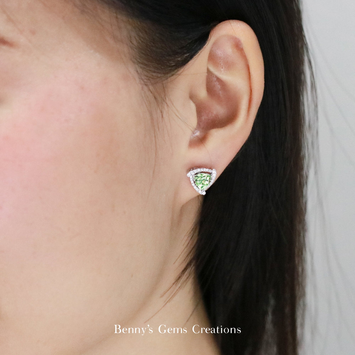 Minty Kiss Garnet Diamond Earrings - Benny's Gems Creations