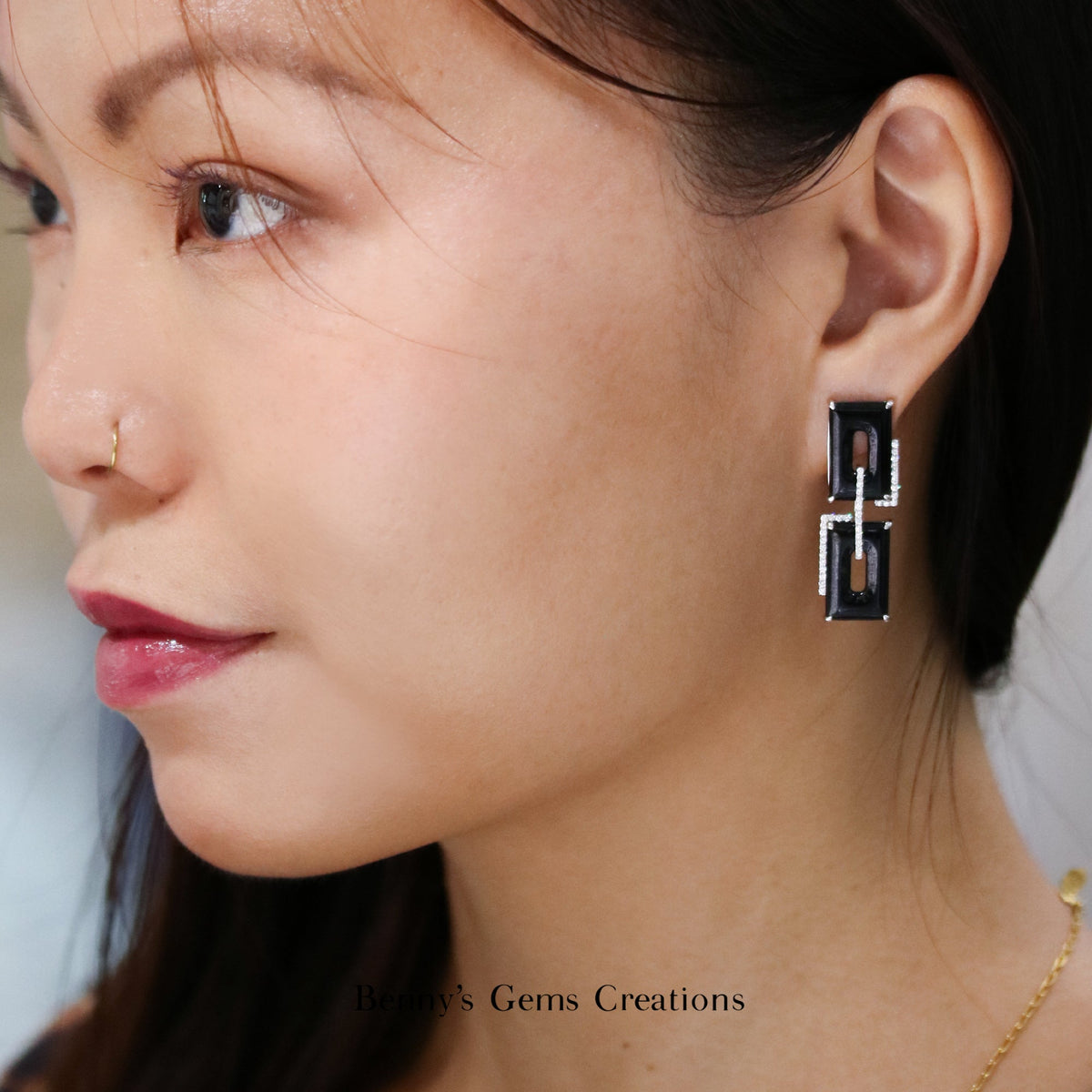 Modern Jadeite Diamond Earrings - Benny's Gems Creations
