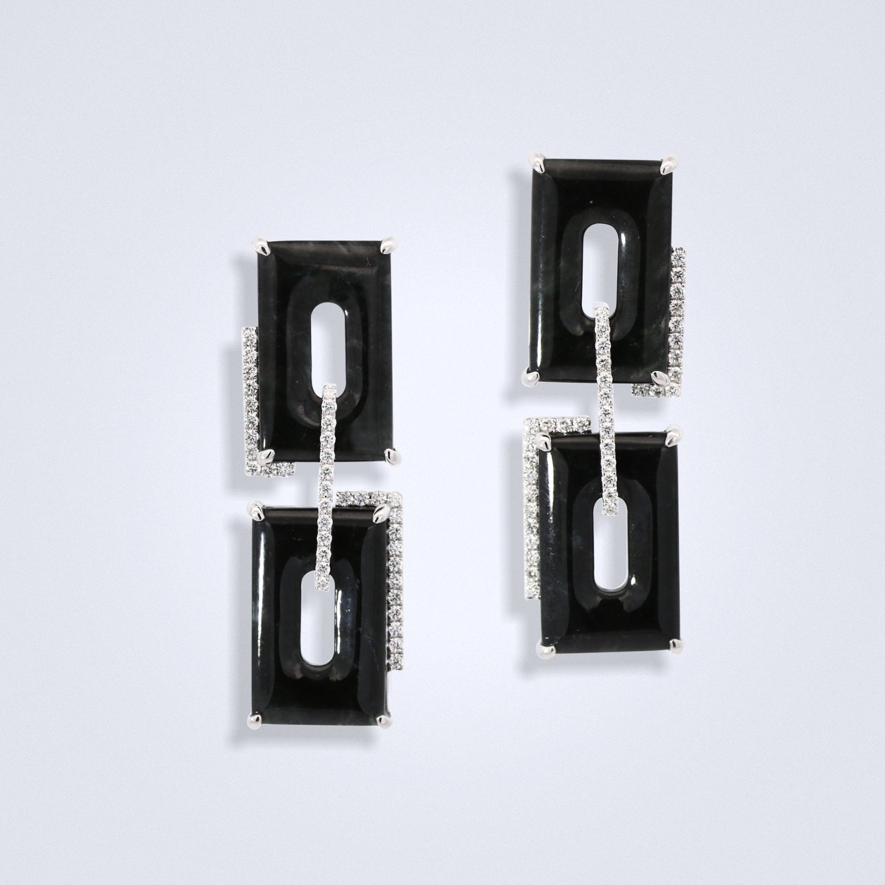 Modern Jadeite Diamond Earrings - Benny's Gems Creations