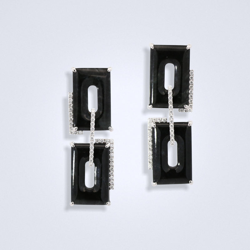 Modern Jadeite Diamond Earrings - Benny's Gems Creations