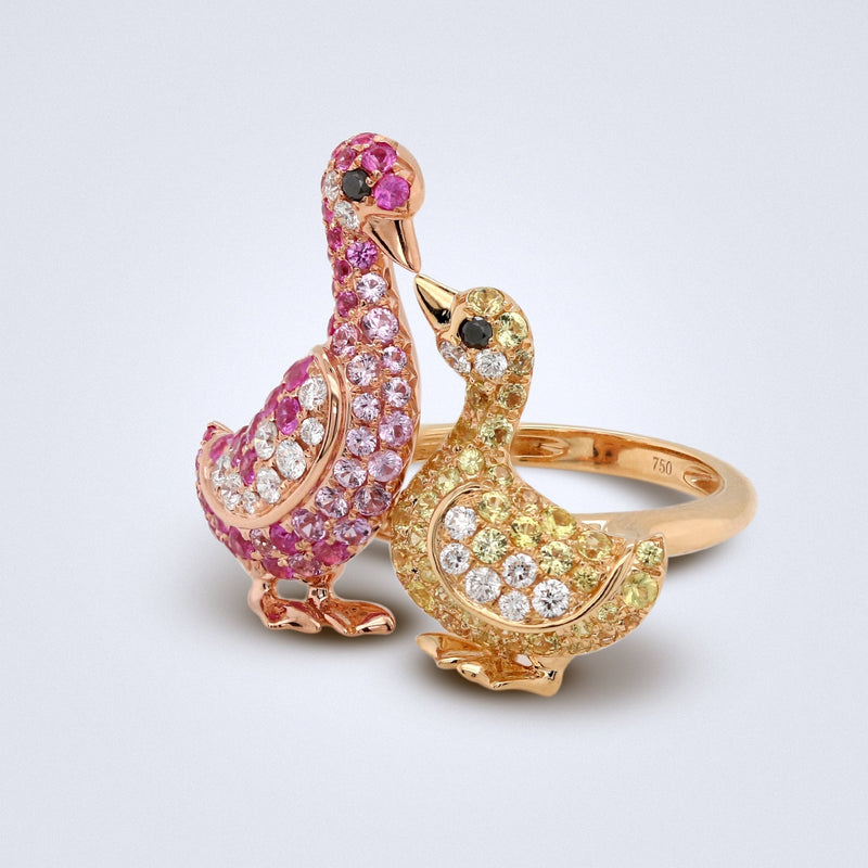 Mother’s Love Duck Sapphire Ring - Benny's Gems Creations