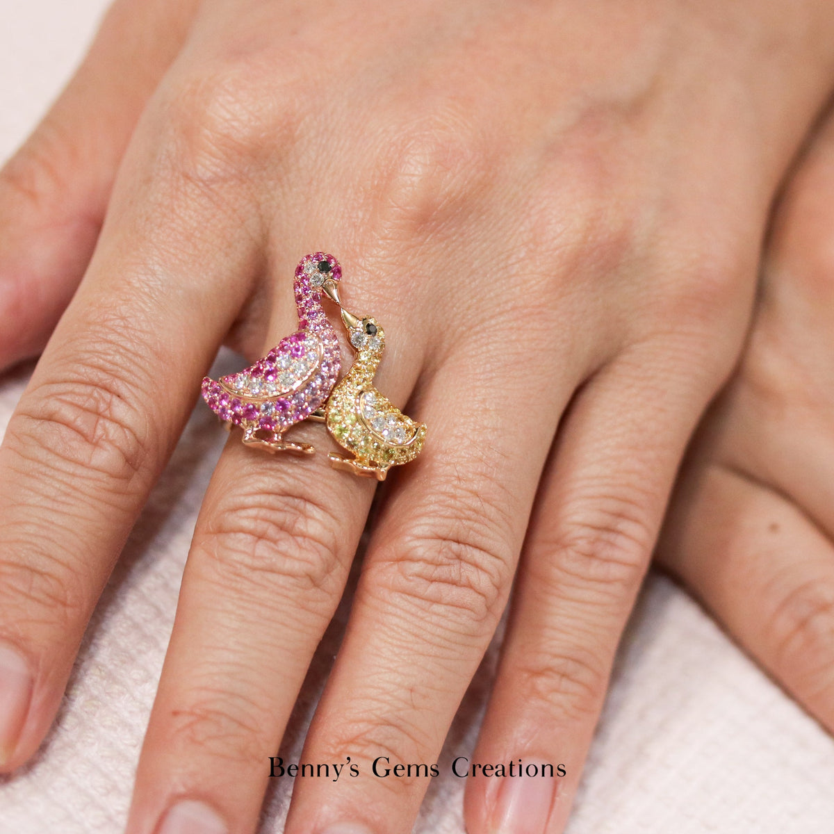 Mother’s Love Duck Sapphire Ring - Benny's Gems Creations