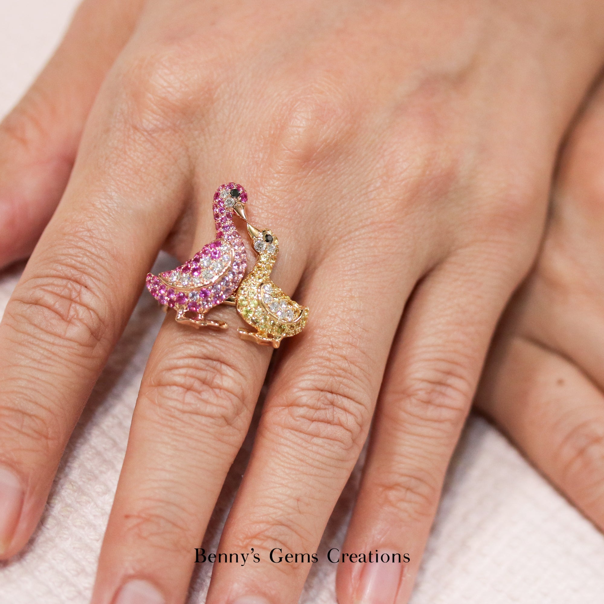 Mother’s Love Duck Sapphire Ring - Benny's Gems Creations