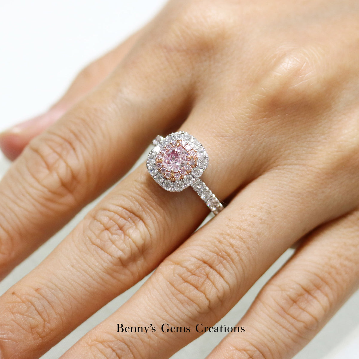 Multiway Cushion Pink Diamond Ring - Benny's Gems Creations