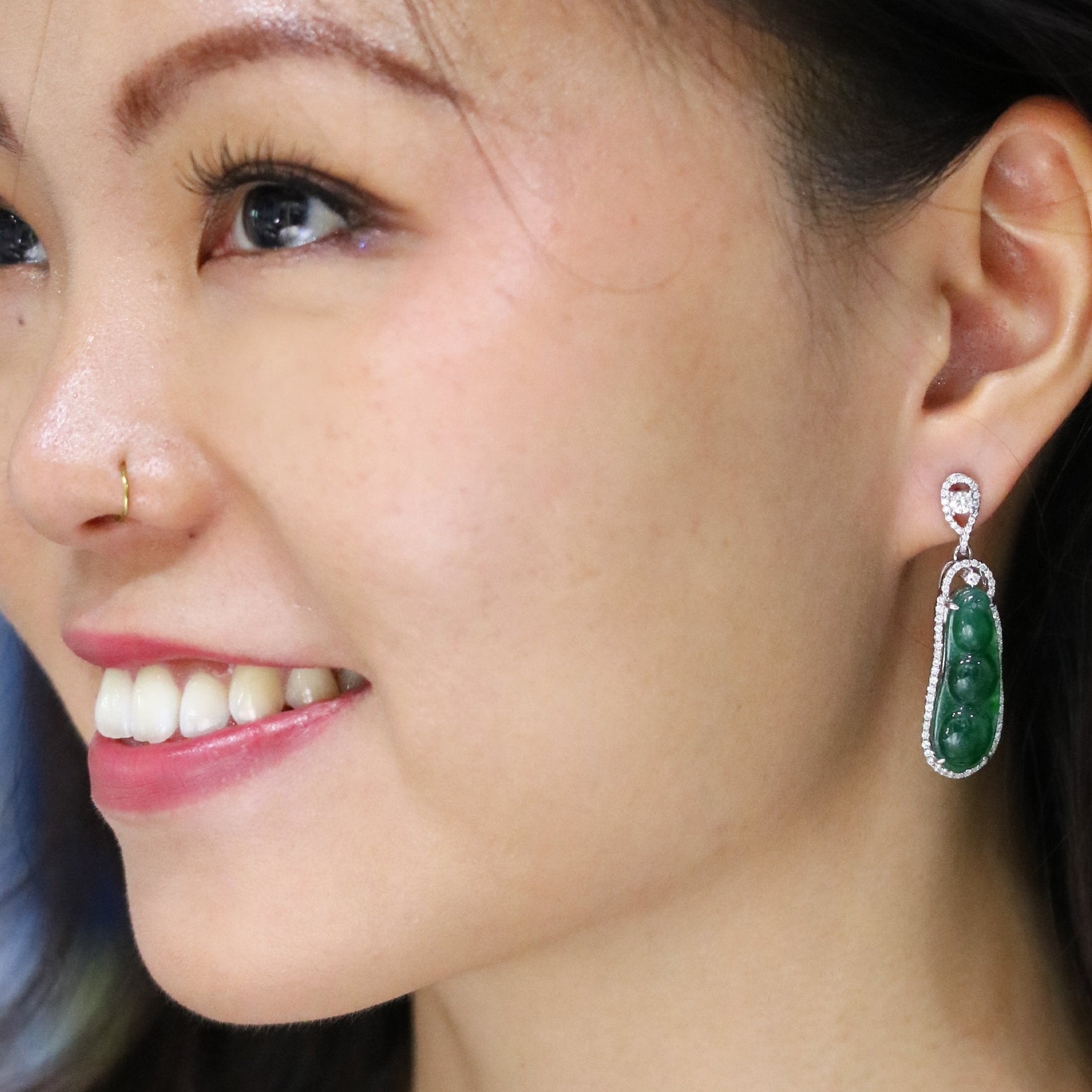 Multiwear Carved Jadeite Peas Diamond Earrings - Benny's Gems Creations