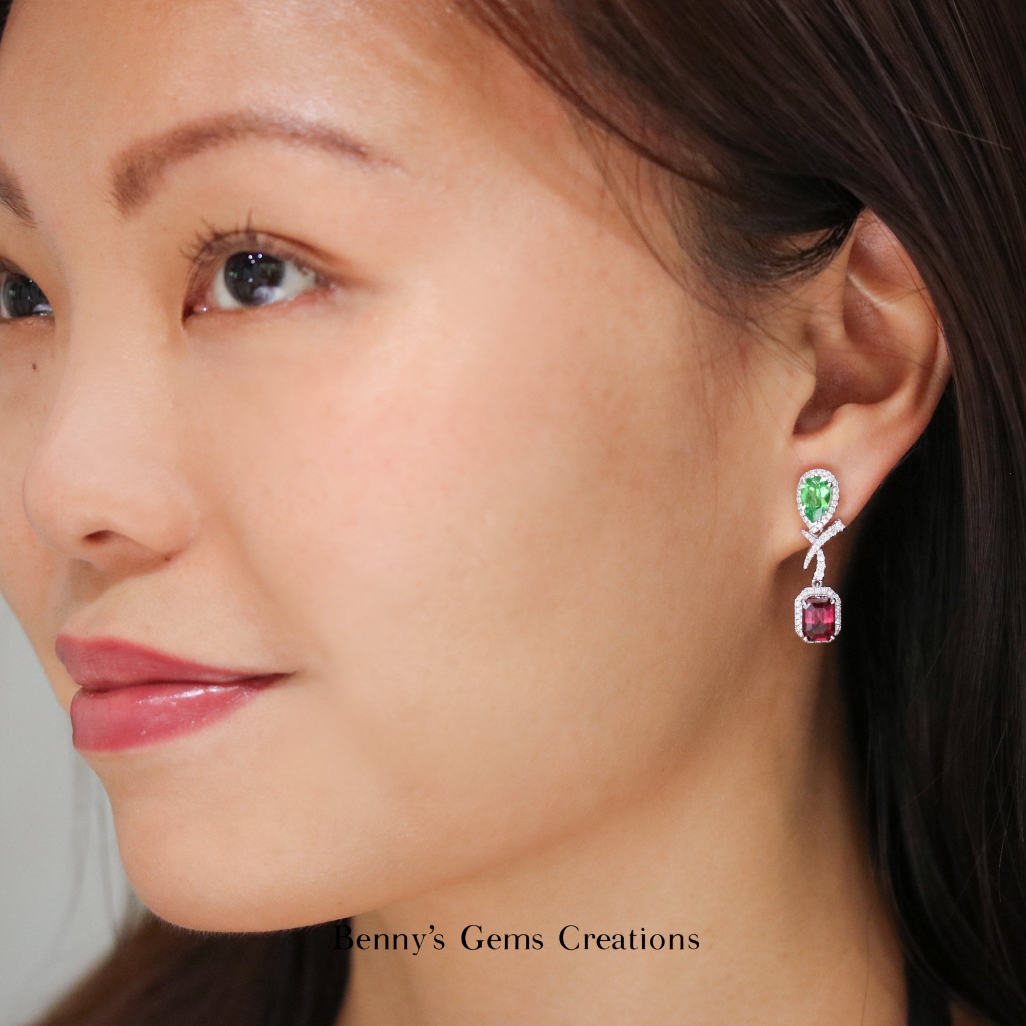 Multiwear Garnet Diamond Earrings - Benny's Gems Creations