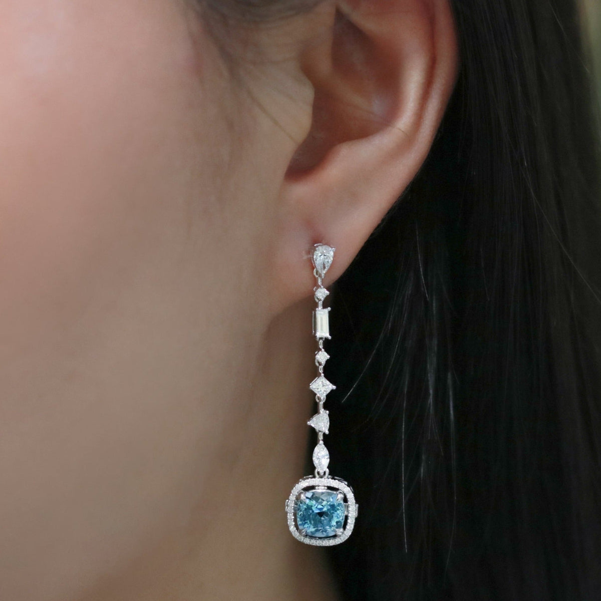 Multiwear Santa Maria Aquamarine Diamond Earrings - Benny's Gems Creations