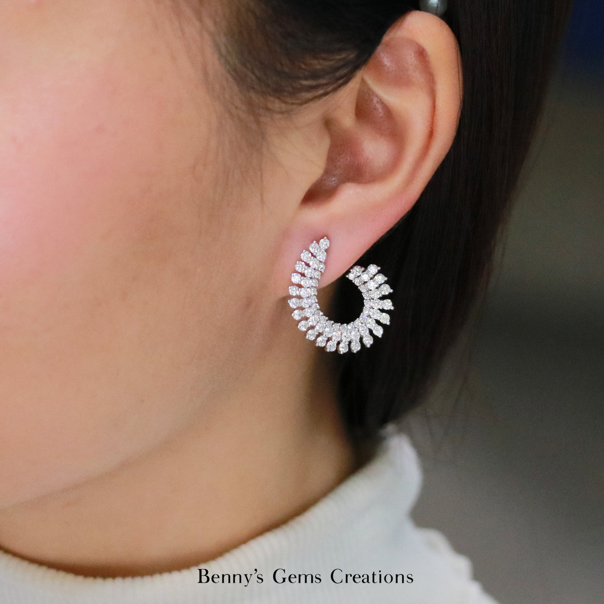 Nebula White Gold Diamond Earrings - Benny's Gems Creations