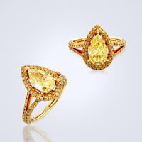 fancy vivid yellow pave diamond ring