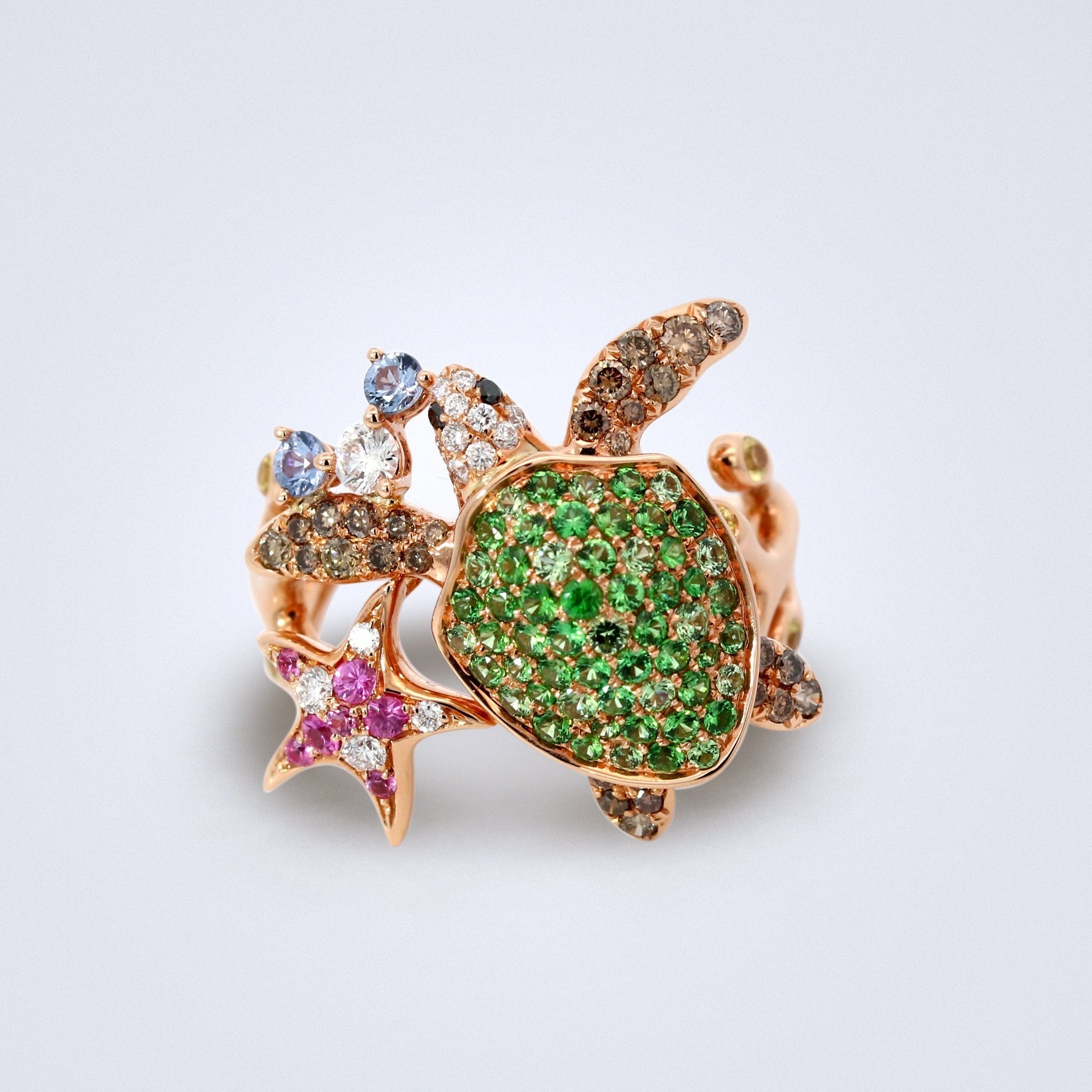 Ocean Splash Sapphire Diamond Ring - Benny's Gems Creations