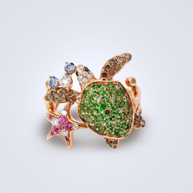 Ocean Splash Sapphire Diamond Ring - Benny's Gems Creations