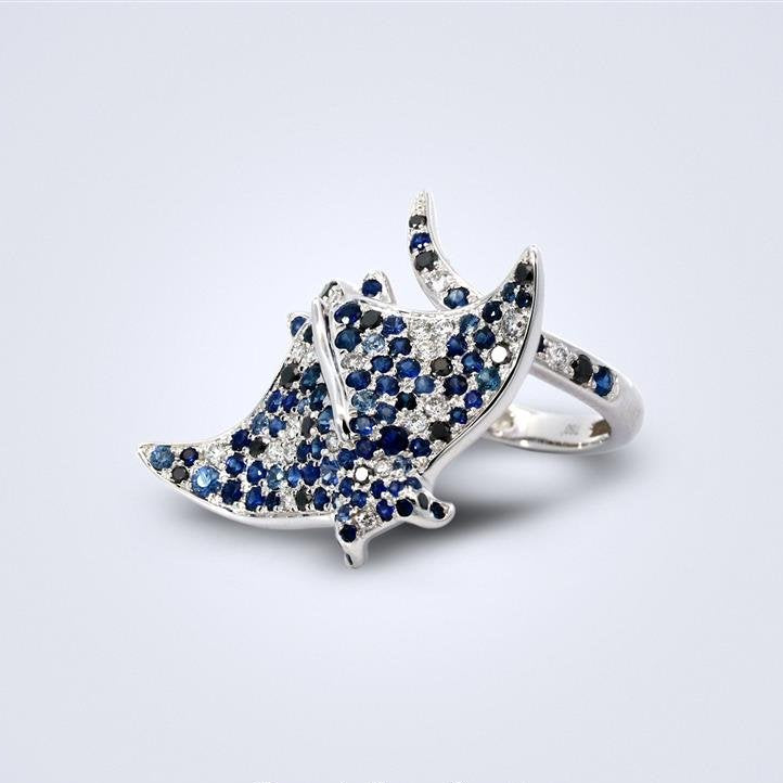 Ocean Stingray Sapphire Ring - Benny's Gems Creations