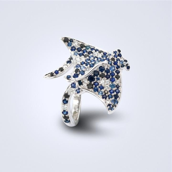 Ocean Stingray Sapphire Ring - Benny's Gems Creations