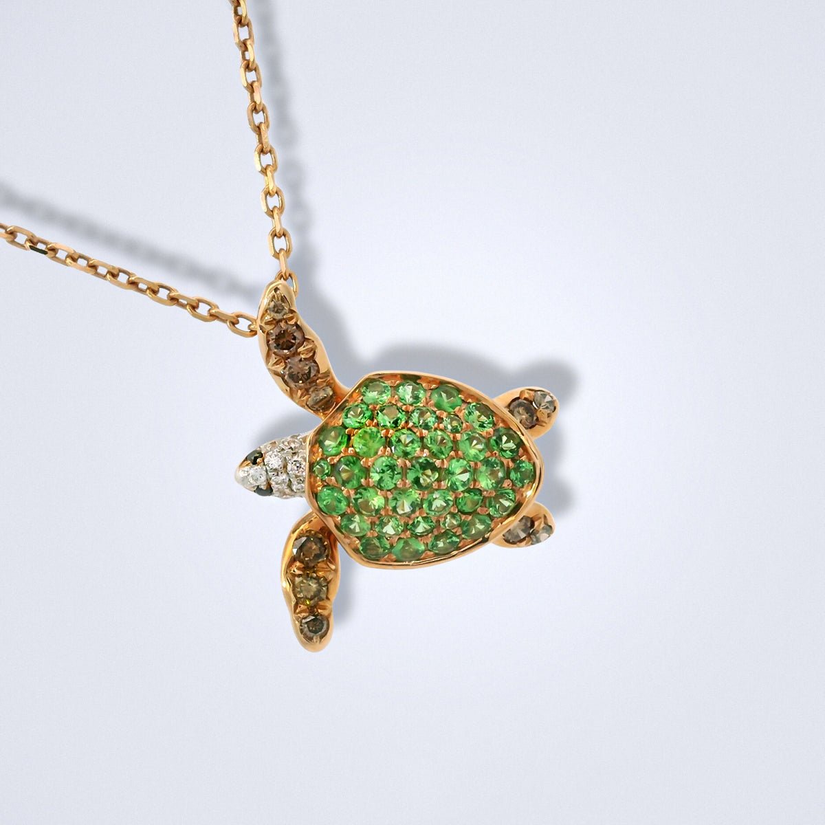 Ocean Turtle Gemstone Diamond Pendant - Benny's Gems Creations