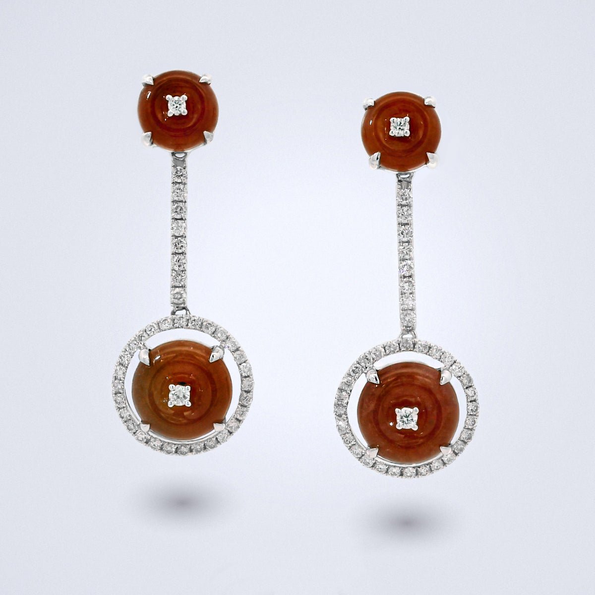 Orange Jadeite Diamond Drop Earrings - Benny's Gems Creations