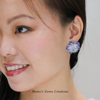 Orchid Bloom Blue Sapphire Diamond Earrings - Benny's Gems Creations
