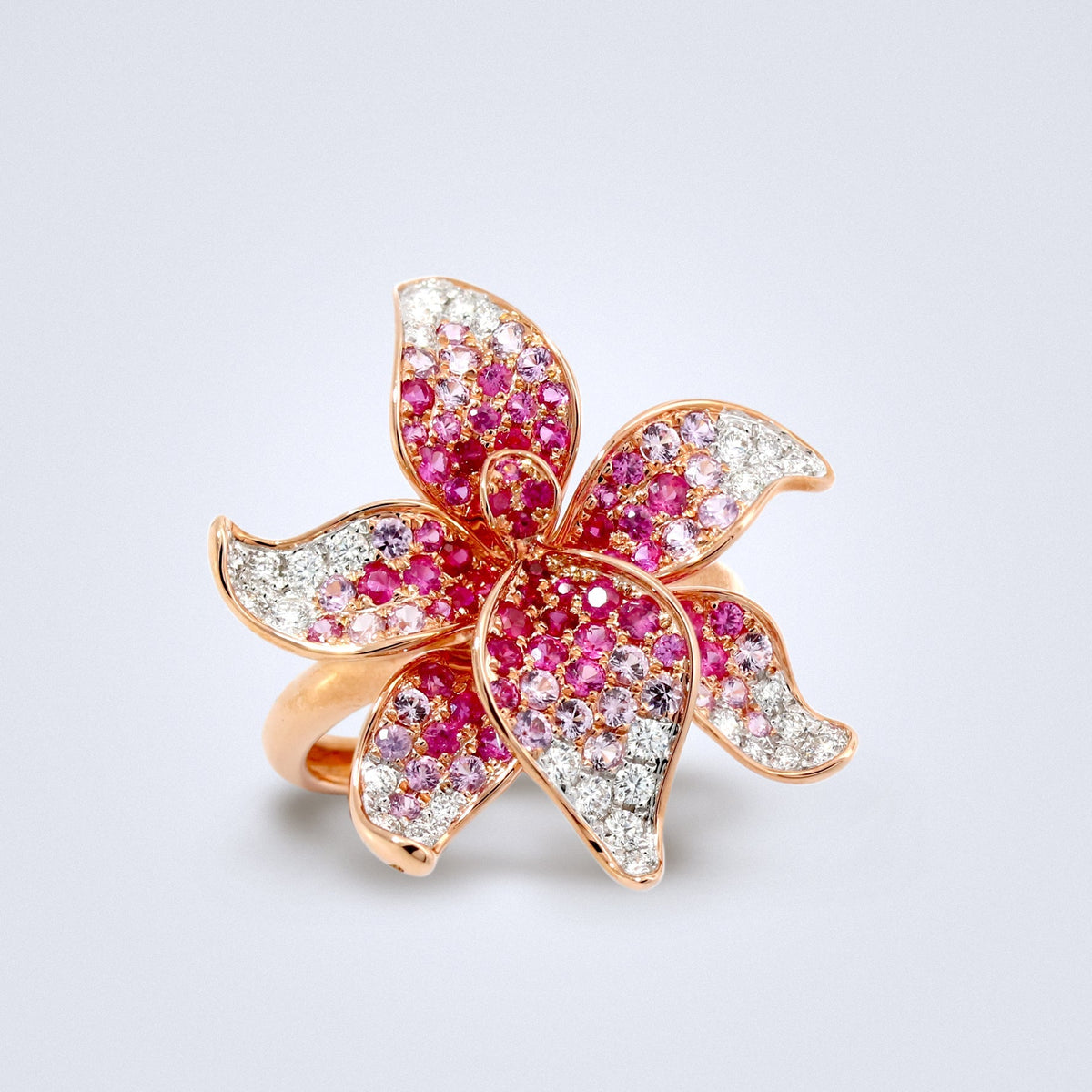 Organic Orchid Ruby Diamond Ring - Benny's Gems Creations