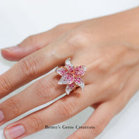 Organic Orchid Ruby Diamond Ring - Benny's Gems Creations