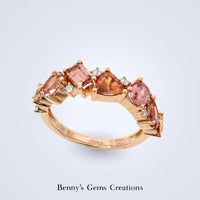 Padparadscha Mosaic Diamond Ring - Benny's Gems Creations