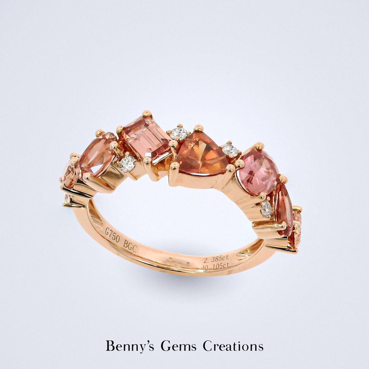 Padparadscha Mosaic Diamond Ring - Benny's Gems Creations