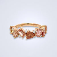 Padparadscha Mosaic Diamond Ring - Benny's Gems Creations