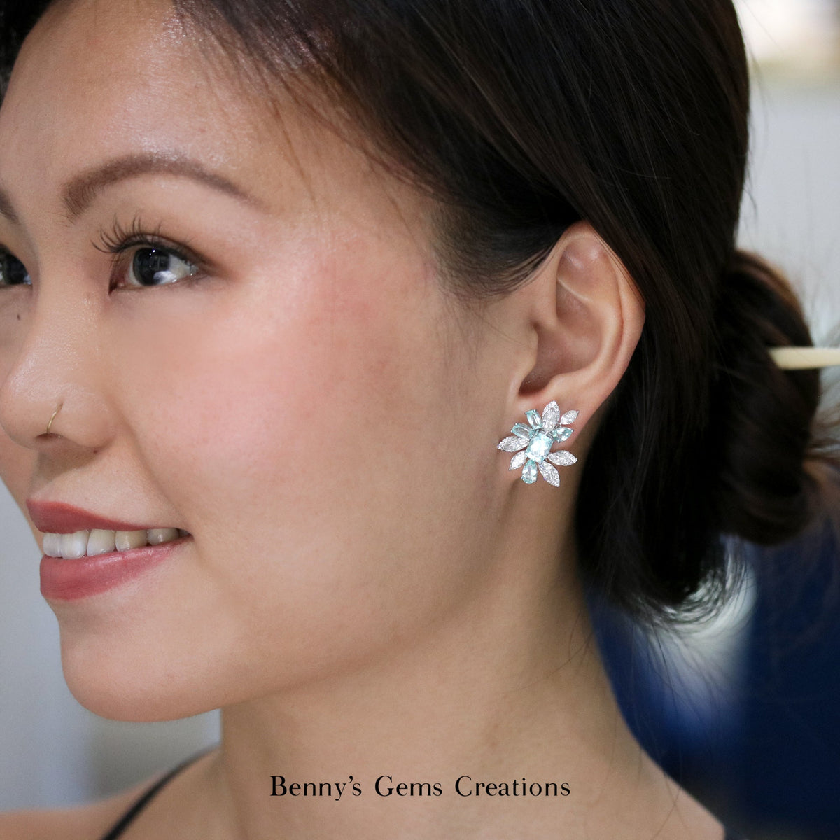 Paraiba Celestial Bloom Earrings - Benny's Gems Creations