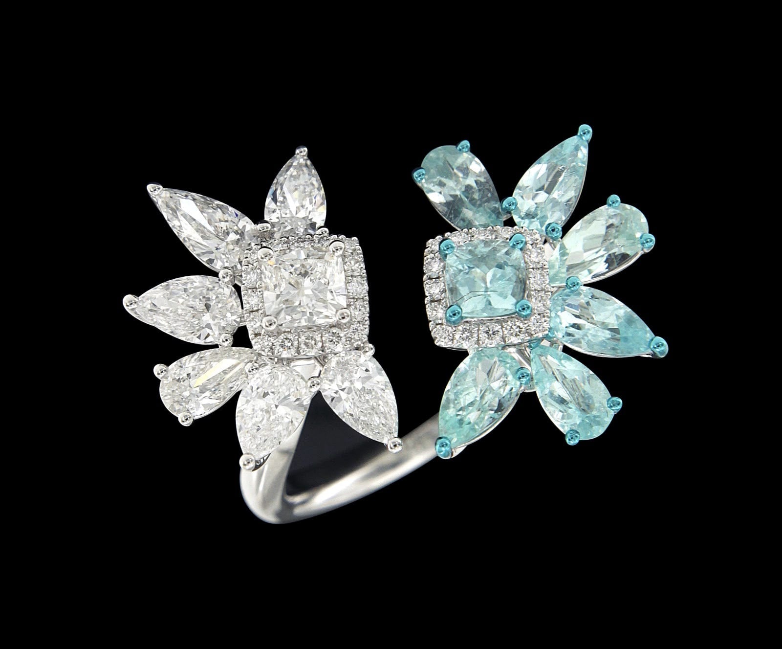 Paraiba Frost & Flame Ring - Benny's Gems Creations