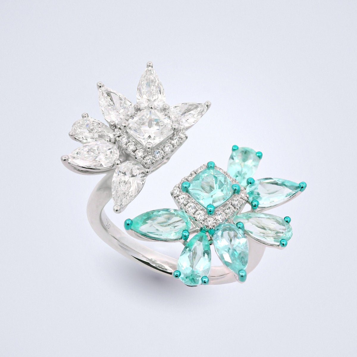 Paraiba Frost & Flame Ring - Benny's Gems Creations