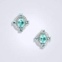 Paraiba Purity Diamond Earring Stud - Benny's Gems Creations