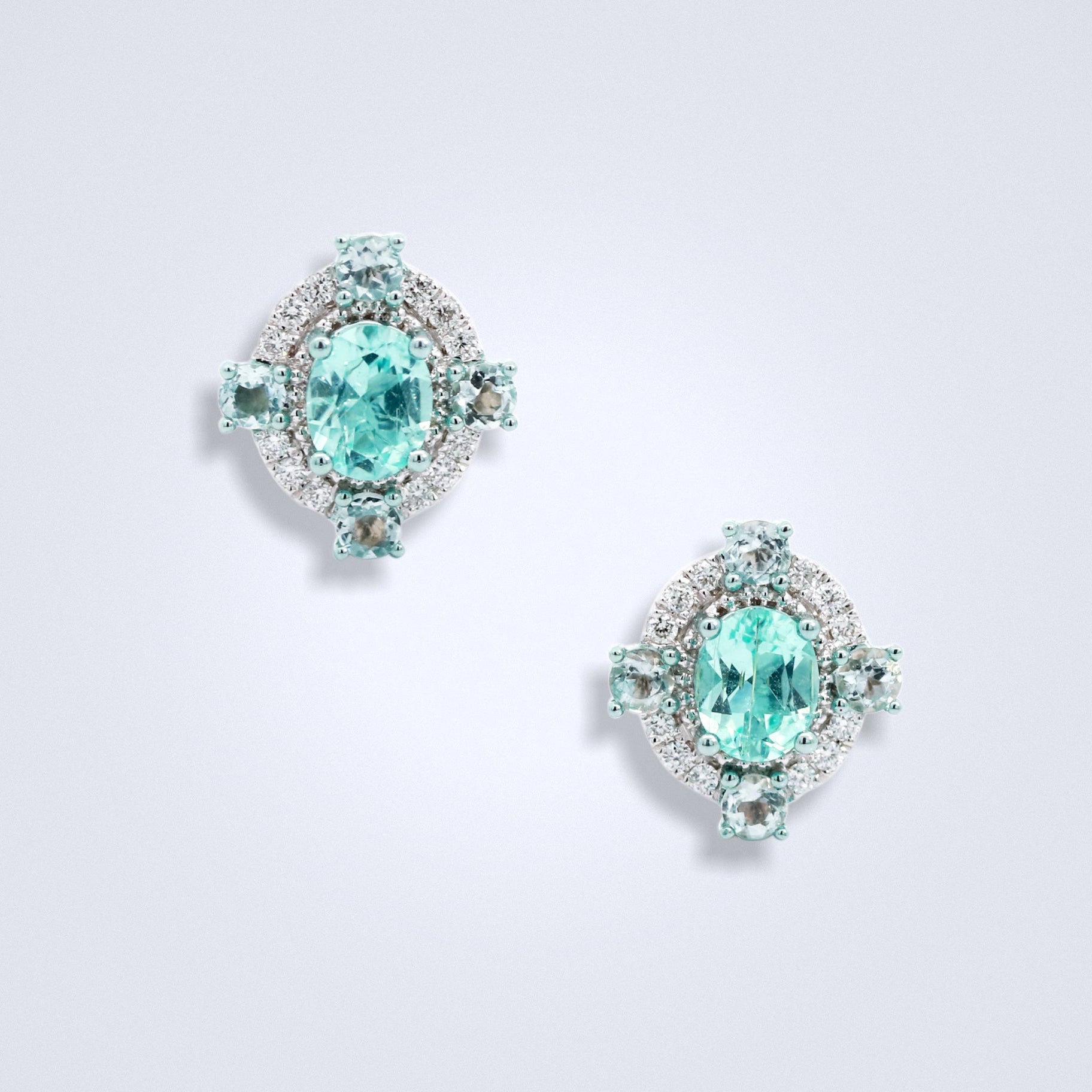 Paraiba Purity Diamond Earring Stud - Benny's Gems Creations