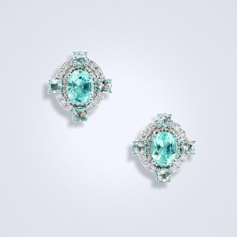 Paraiba Purity Diamond Earring Stud - Benny's Gems Creations
