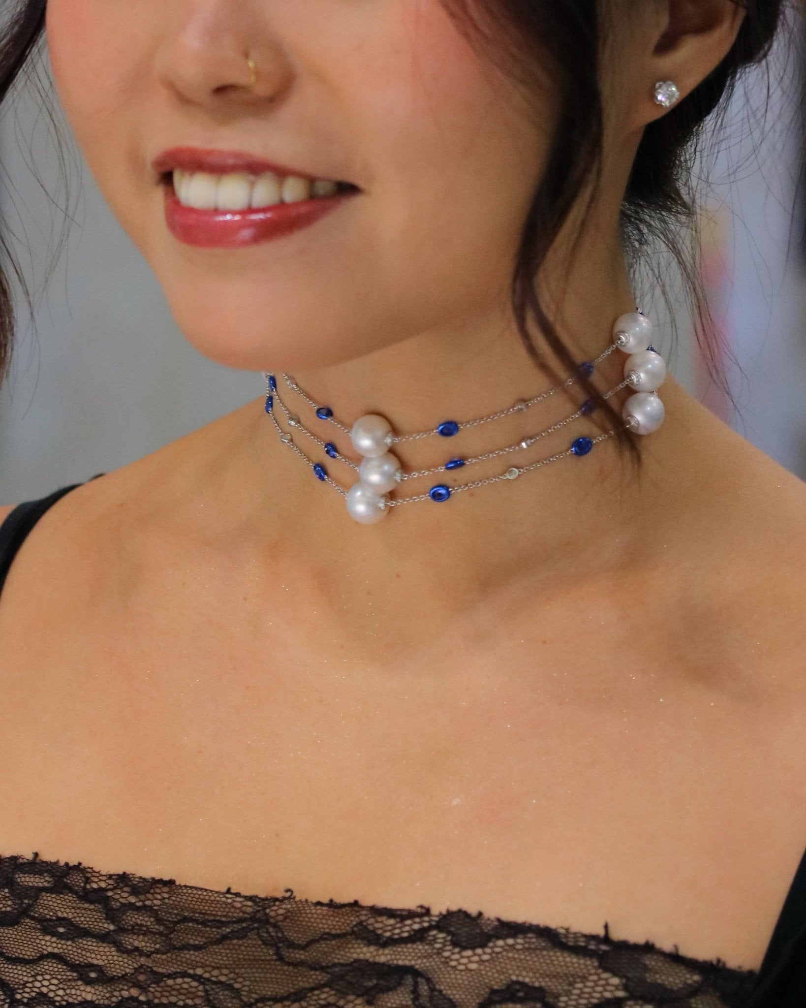 Pearl Sapphire Opera Necklace - Benny's Gems Creations