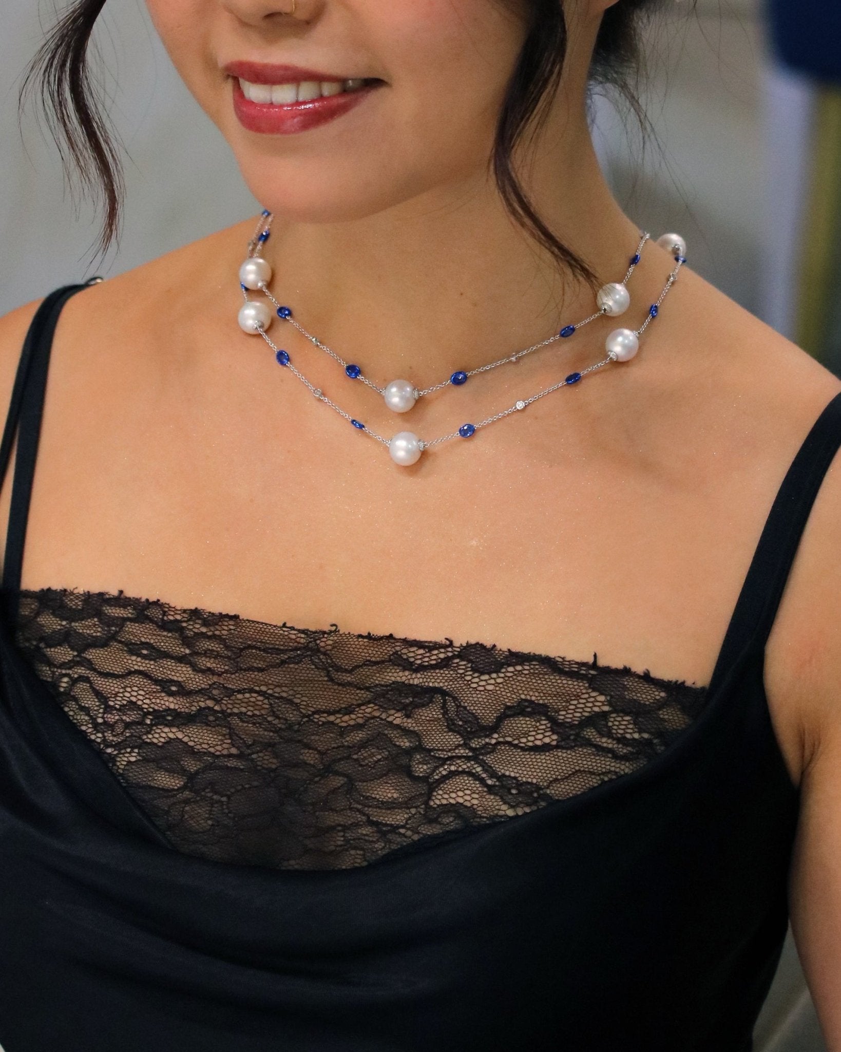 Pearl Sapphire Opera Necklace - Benny's Gems Creations