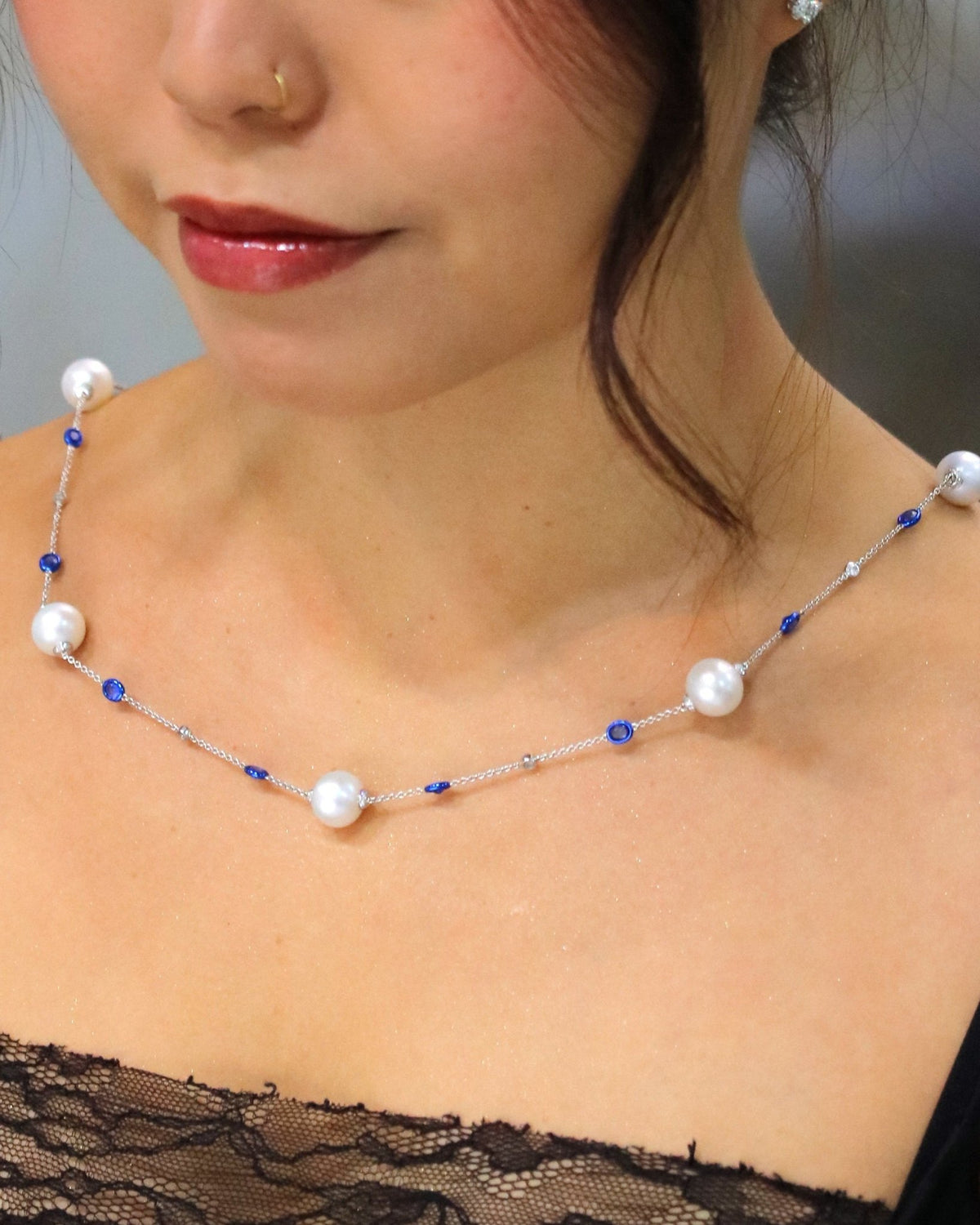 Pearl Sapphire Opera Necklace - Benny's Gems Creations