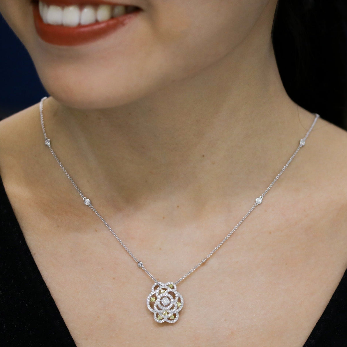Petite Flower Bloom Diamond Pendant - Benny's Gems Creations