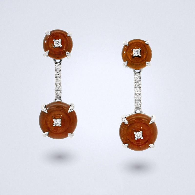 Petite Orange Jadeite Diamond Earrings - Benny's Gems Creations
