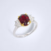 Pigeon Blood Ruby Trilogy Diamond Ring - Benny's Gems Creations