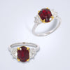 Pigeon Blood Ruby Trilogy Diamond Ring - Benny's Gems Creations