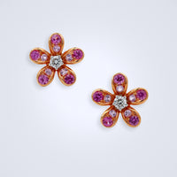 Pink Sapphire Bloom Diamond Earrings - Benny's Gems Creations