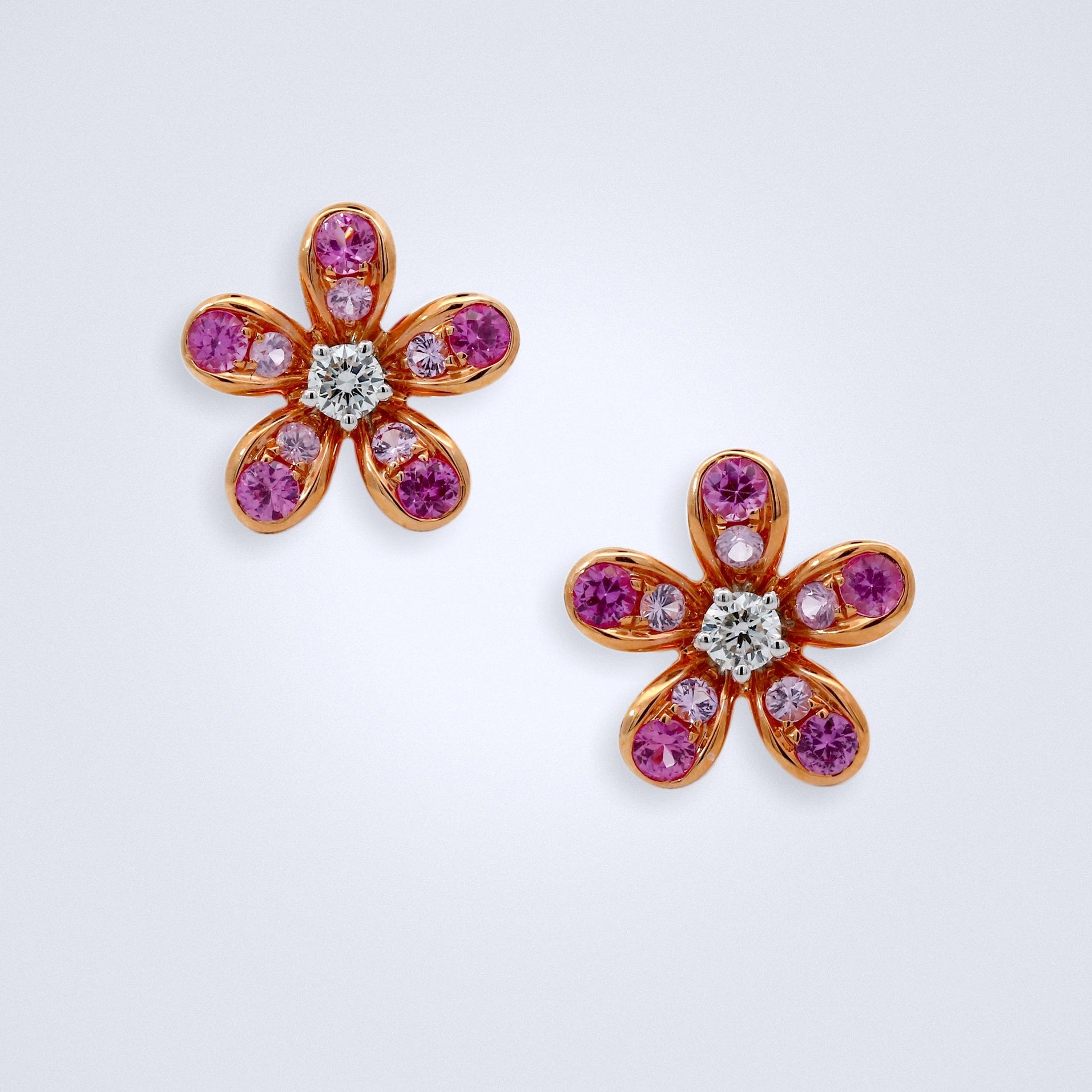 Pink Bloom Sapphire Studs - Benny's Gems Creations