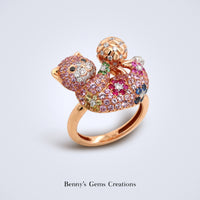 Playful Kitty Sapphire Ring - Benny's Gems Creations